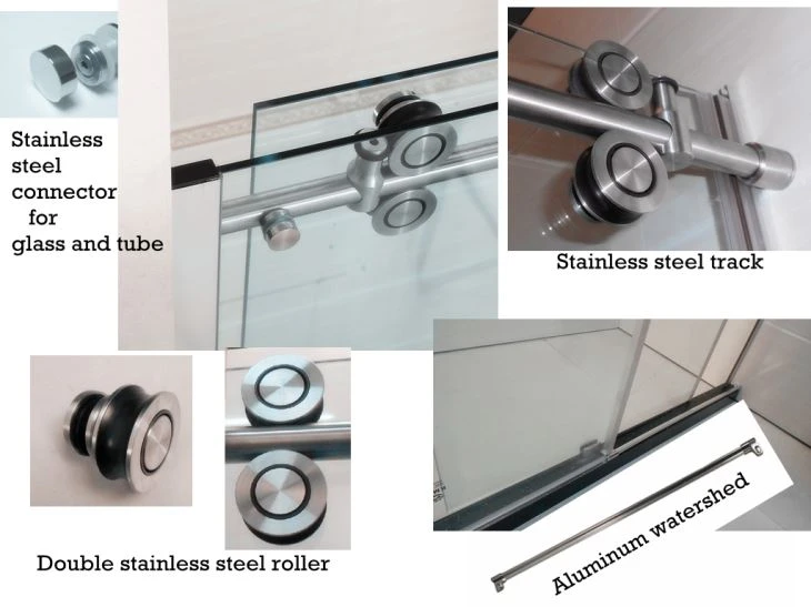 Double Roller Bathroom Shower Sliding Glass Doors