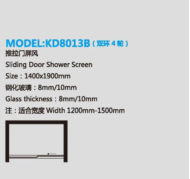 Double Roller Bathroom Shower Sliding Glass Doors